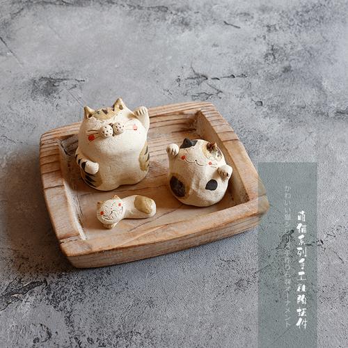 猫咪搞怪日本进口趣味手工手工制制品粗陶摆件摆件